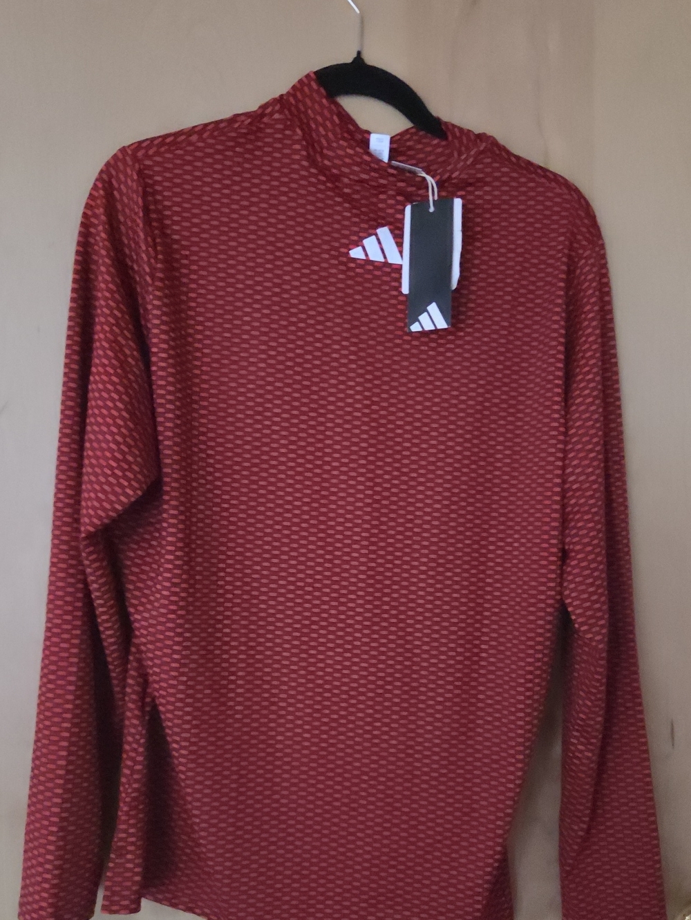 adidas Men’s Brick Red Textured Turtleneck Sweater